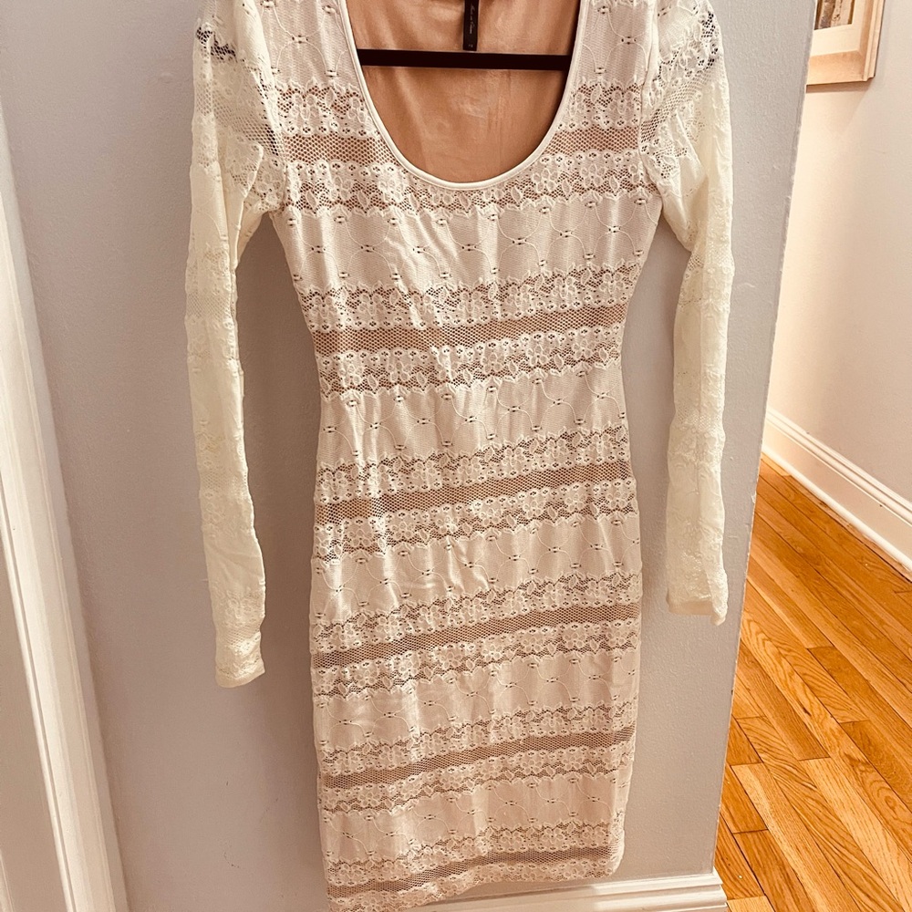 Long Sleeve BCBG White dress